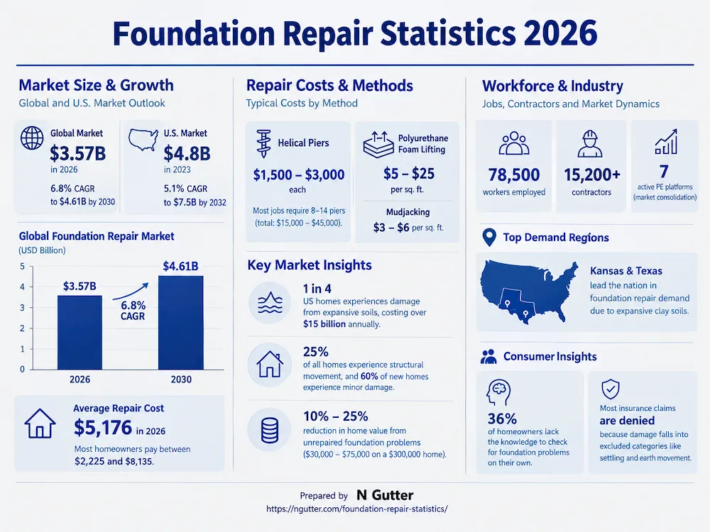 Foundation repair statistics charts and data